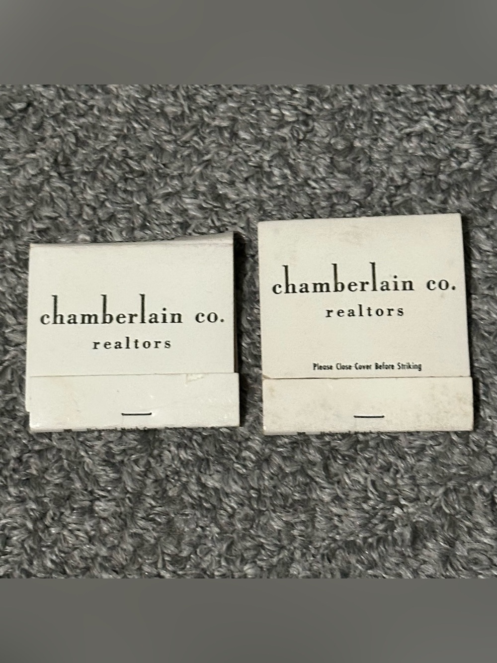 Lot of 2 Vintage Matchbooks Chamberlain Realtors MI Bloomfield Michigan USED